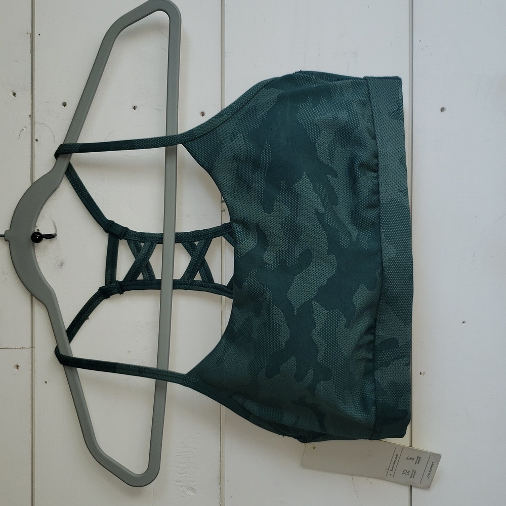 All In Motion Green Camo Sports Bra Size Medium